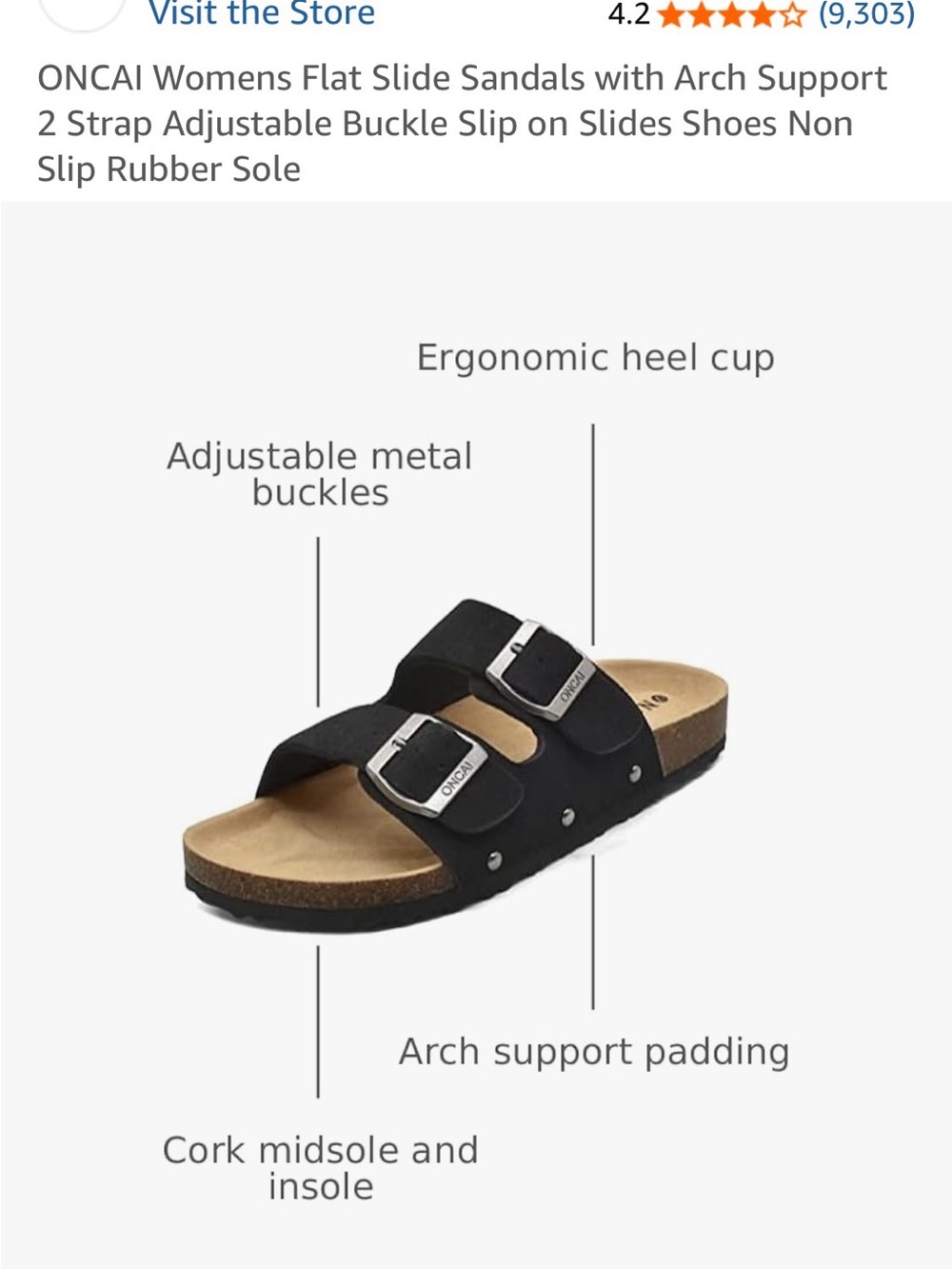 Oncai Black Double-Buckle Suede Slide Sandals - Picture 5 of 7